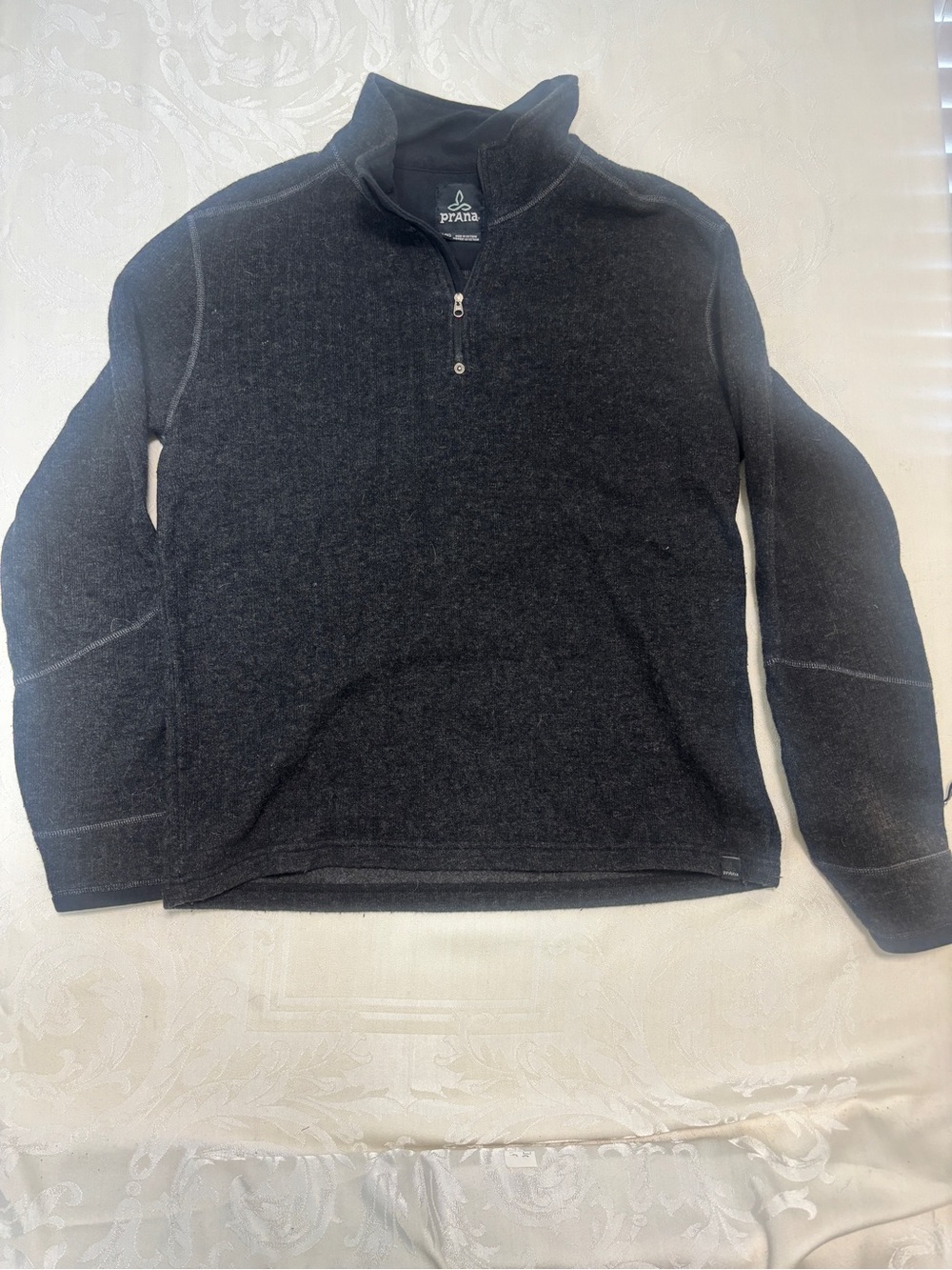 Prana Men's Charcoal Quarter-Zip Pullover Sweater